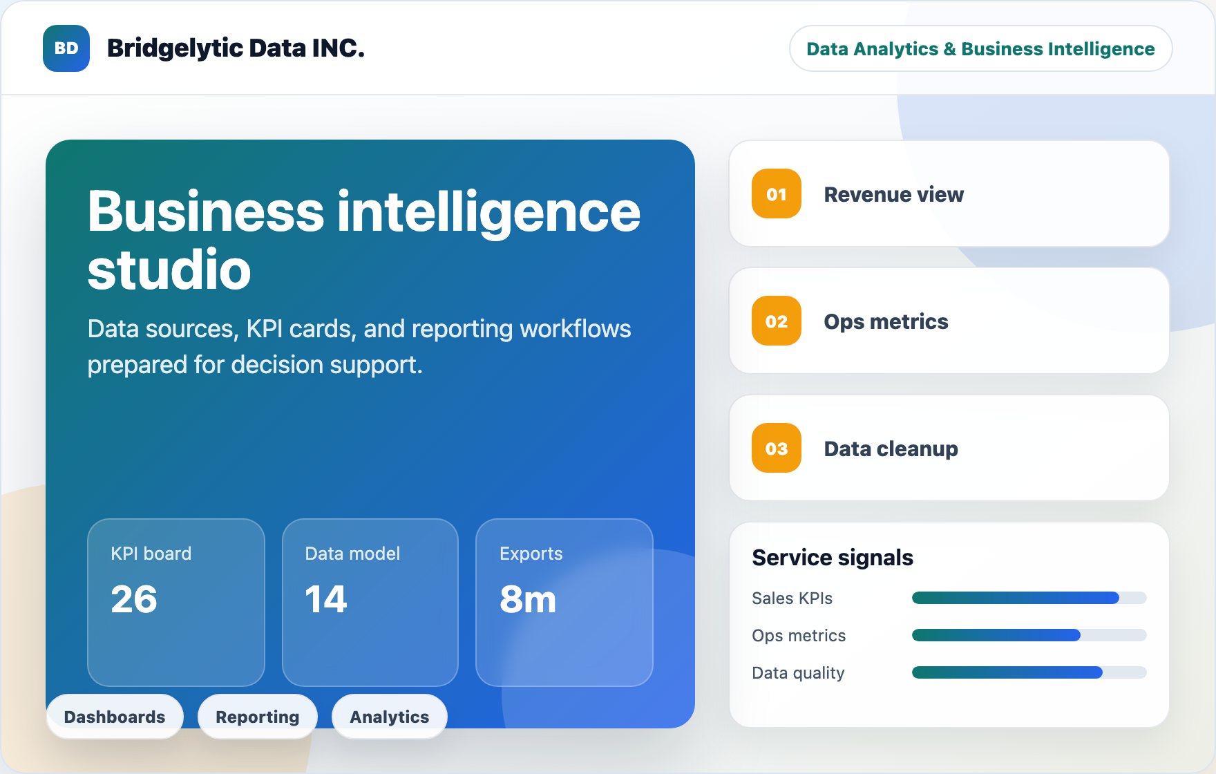 Bridgelytic Data INC. service workspace scene